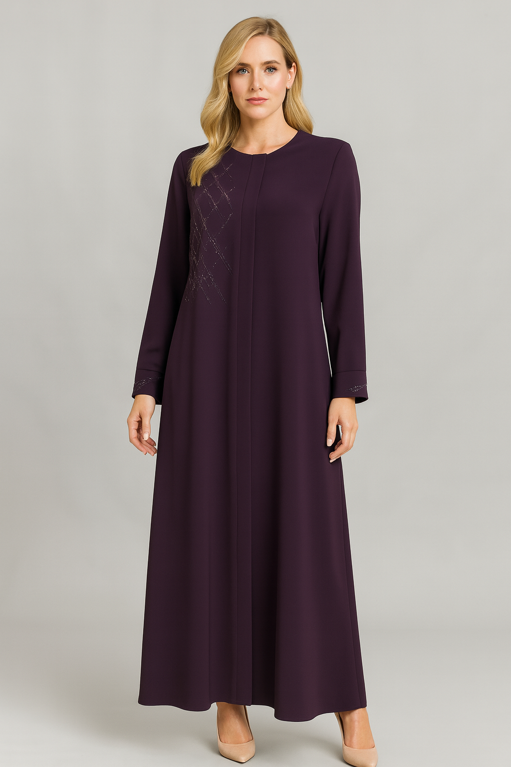 3034GÖĞSÜ TAŞ İŞLEMELİ GİZLİ FERMUARLI FERACE QYS 3034  FERACE#22-01#