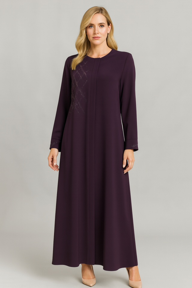 3034GÖĞSÜ TAŞ İŞLEMELİ GİZLİ FERMUARLI FERACE QYS 3034  FERACE#22-01#