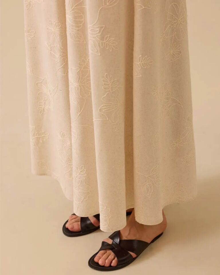 1013 BEL KISMI FIRFIR DETAYLI FERMUARLI İŞLEME DETAYLI KETEN ETEK 10002511611013 #06-25#