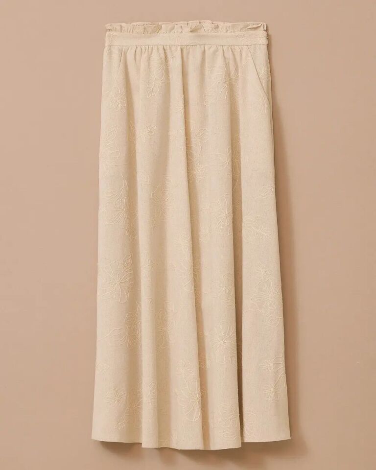 1013 BEL KISMI FIRFIR DETAYLI FERMUARLI İŞLEME DETAYLI KETEN ETEK 10002511611013 #06-25#