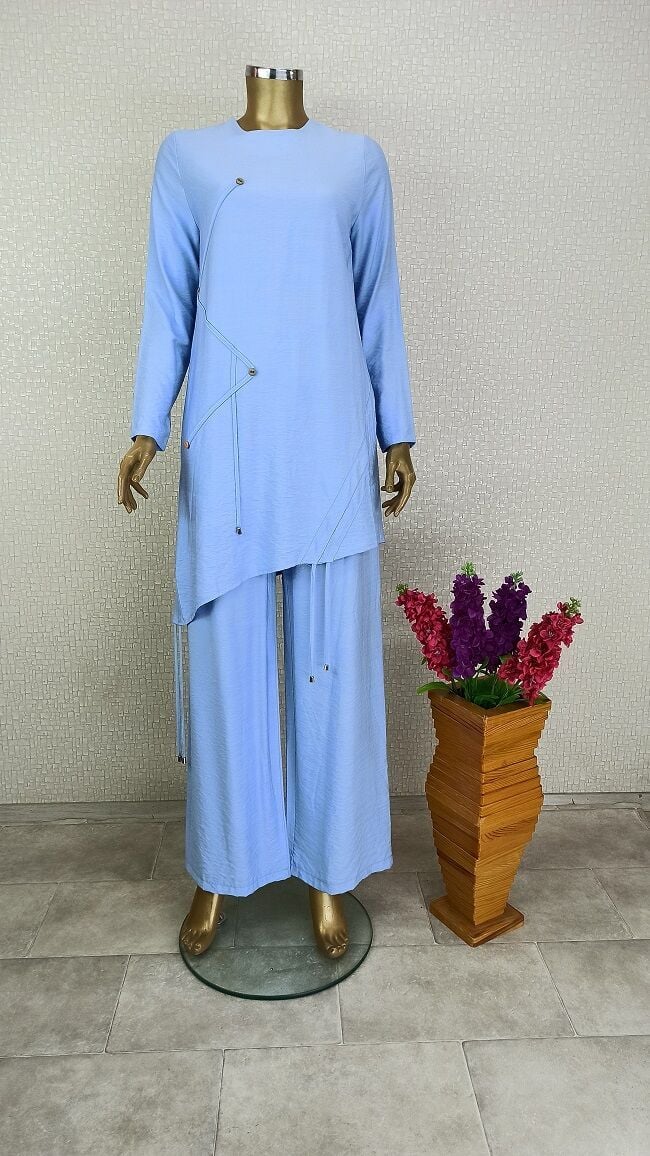 11101 BELİ BAĞLAMALI LASTİKLLİ BOL PAÇA KETEN PANTOLON QYS PANTOLON 1101 #23-093