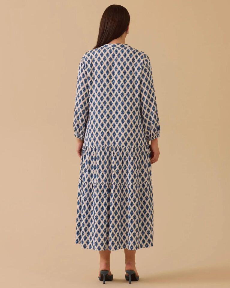 4007 BÜYÜK BEDEN DESENLİ VOLANLI ELBİSE #26#