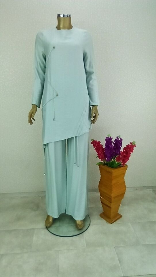 12174 SIFIR YAKA ÖNÜ DESENLİ YANI BÜZGÜLÜ  TUNİK QYS TUNİK 12174 #23-09#