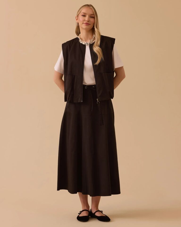 10004 ÖNDEN FERMUARLI PRAŞÜT KUMAŞ YELEK #26#