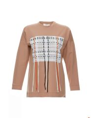 APLİKE VE BİYE DETAYLI SWEAT TUNİK QKS 1327,01 #22-09€
