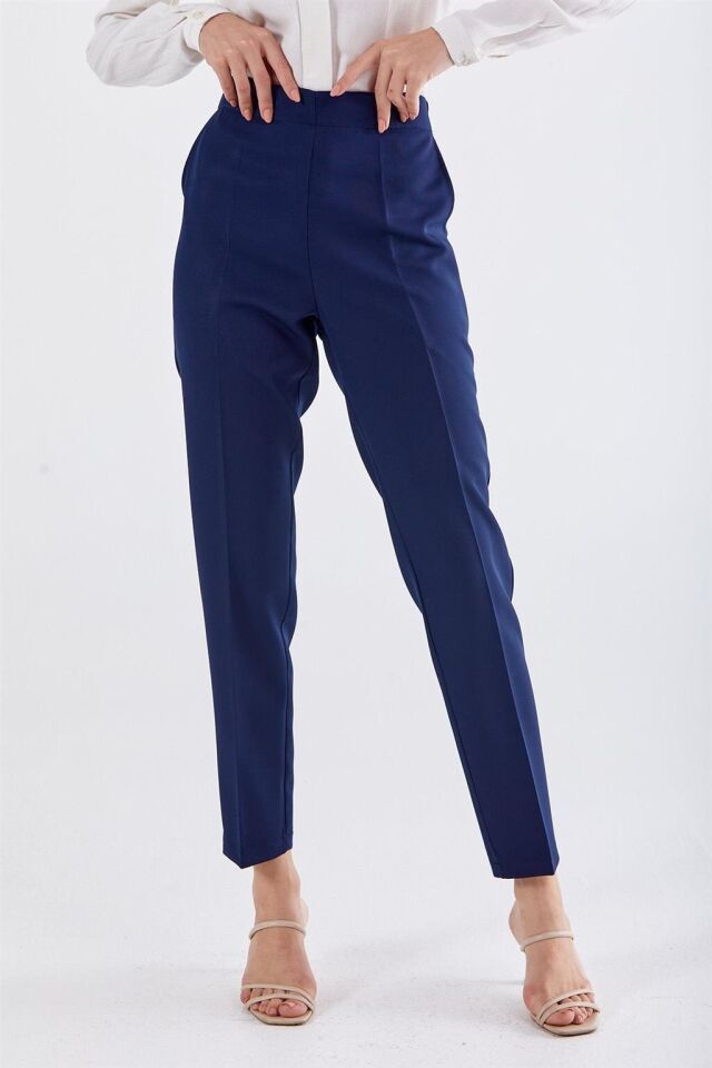 59061 BELİ YARIM LASTİKLİ  ÖN CEPLİ KLASİK DAR PAÇA PANTOLON QYS PANTLON 59061 #23-063 42 - LACİVERT