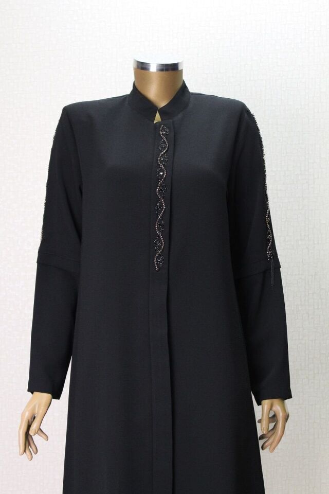 5011 KOLLARI VE ÖNÜ DAMLA TAŞLI HAKİM YAKA GİY ÇIK KAP QKS KAP 5011 #23-03# 46 - SİYAH