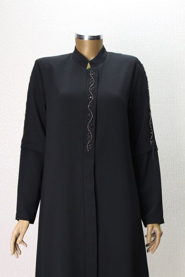 5011 KOLLARI VE ÖNÜ DAMLA TAŞLI HAKİM YAKA GİY ÇIK KAP QKS KAP 5011 #23-03# 46 - SİYAH