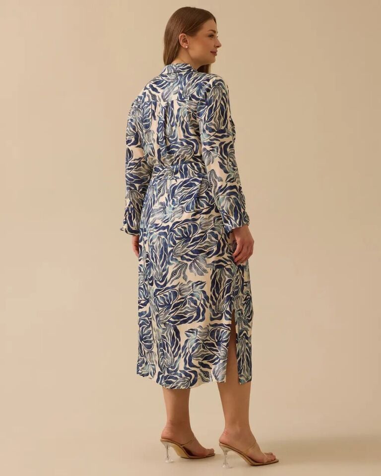 4007 ÖNDEN DÜĞMELİ GÖĞÜS CEP KAPAKÇIKLARI TAŞ DETAYLI YANLARI YIRTMAÇLI DESENLİ TUNİK 10002511314007 #06-25#