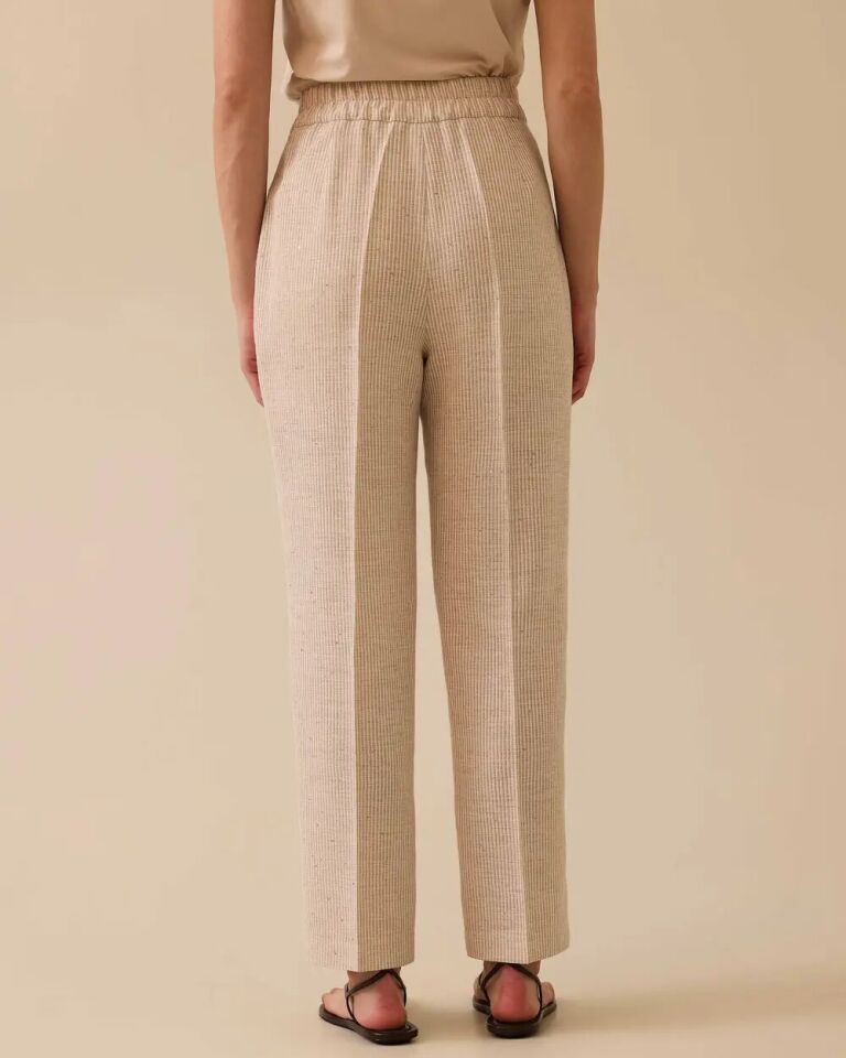 1029 ÇİFT DÜĞMELİ IŞILTILI KETEN BOL PAÇA PANTOLON 10002511011029 #06-25#