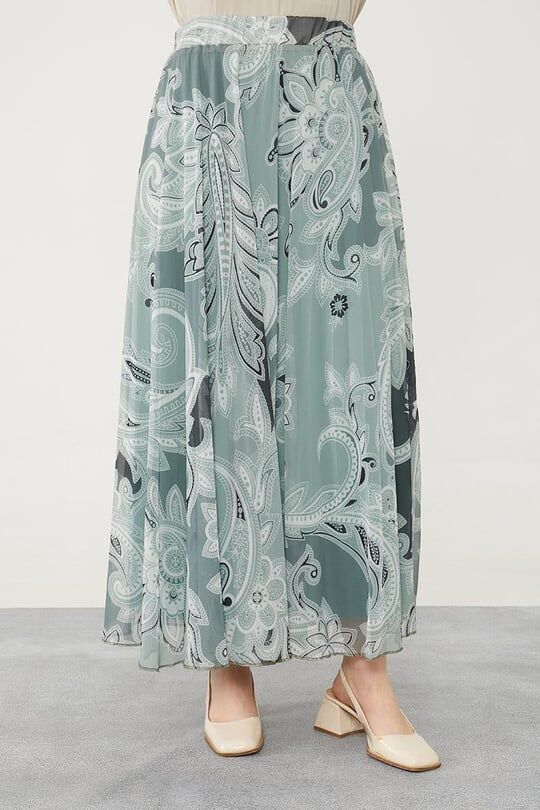 420028 ETEK KARIŞIK DESENLİ ŞİFON ETEK QYS ETEK #24-05#