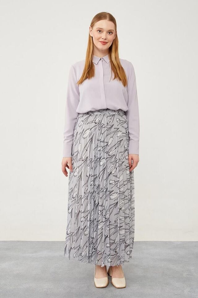 420029 ETEK DESENLİ ŞİFON ETEK QYS  ETEK #☺24-05#