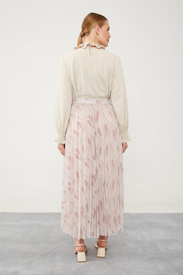 420029 ETEK DESENLİ ŞİFON ETEK QYS  ETEK #☺24-05#