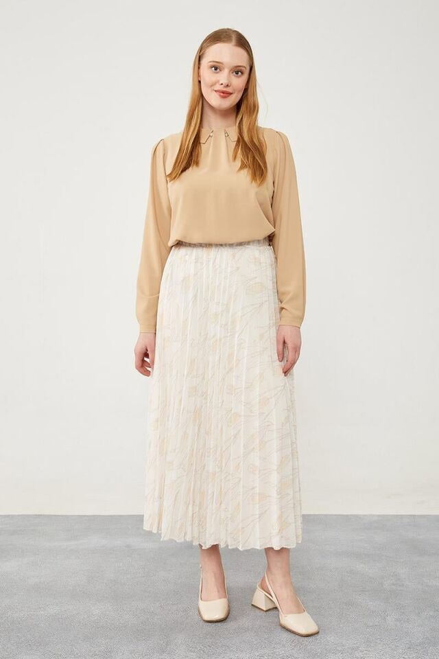 420029 ETEK DESENLİ ŞİFON ETEK QYS  ETEK #☺24-05#