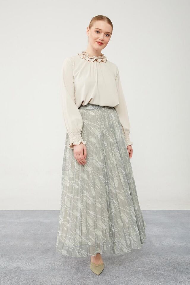 420029 ETEK DESENLİ ŞİFON ETEK QYS  ETEK #☺24-05#