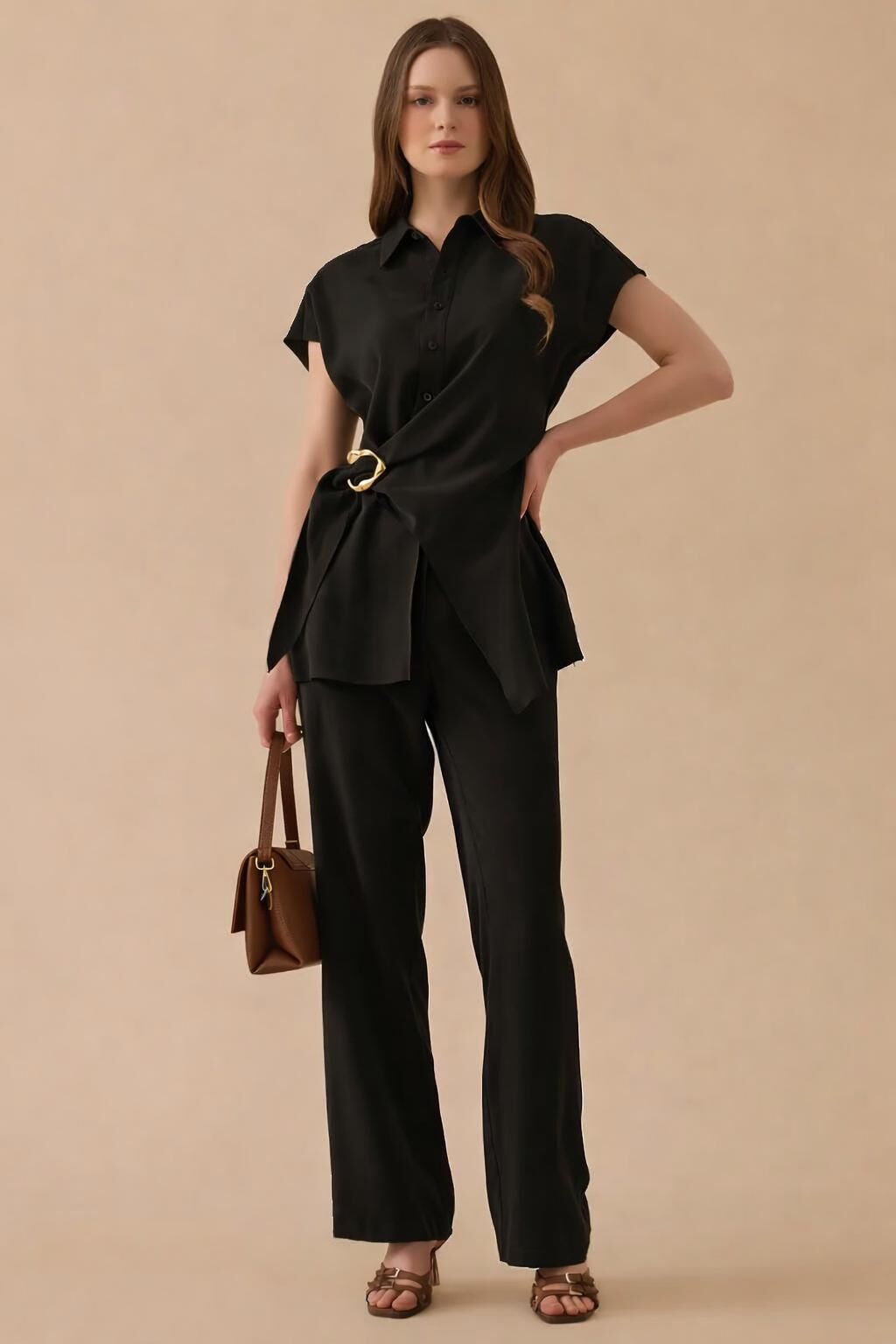 10005 ÖNDEN GİZLİ FERMUARLI KETEN PANTALON #26#