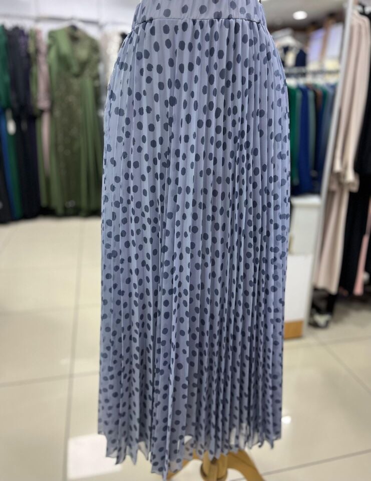 420030 ETEK BELİ LASTİKLİ ŞİFON PUANTİYELİ PİLİSEİ ETEK QYS ETEK #24-07#