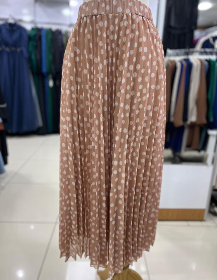 420030 ETEK BELİ LASTİKLİ ŞİFON PUANTİYELİ PİLİSEİ ETEK QYS ETEK #24-07#