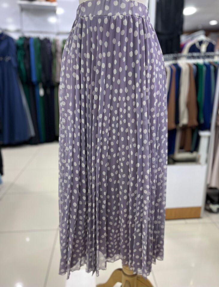 420030 ETEK BELİ LASTİKLİ ŞİFON PUANTİYELİ PİLİSEİ ETEK QYS ETEK #24-07#