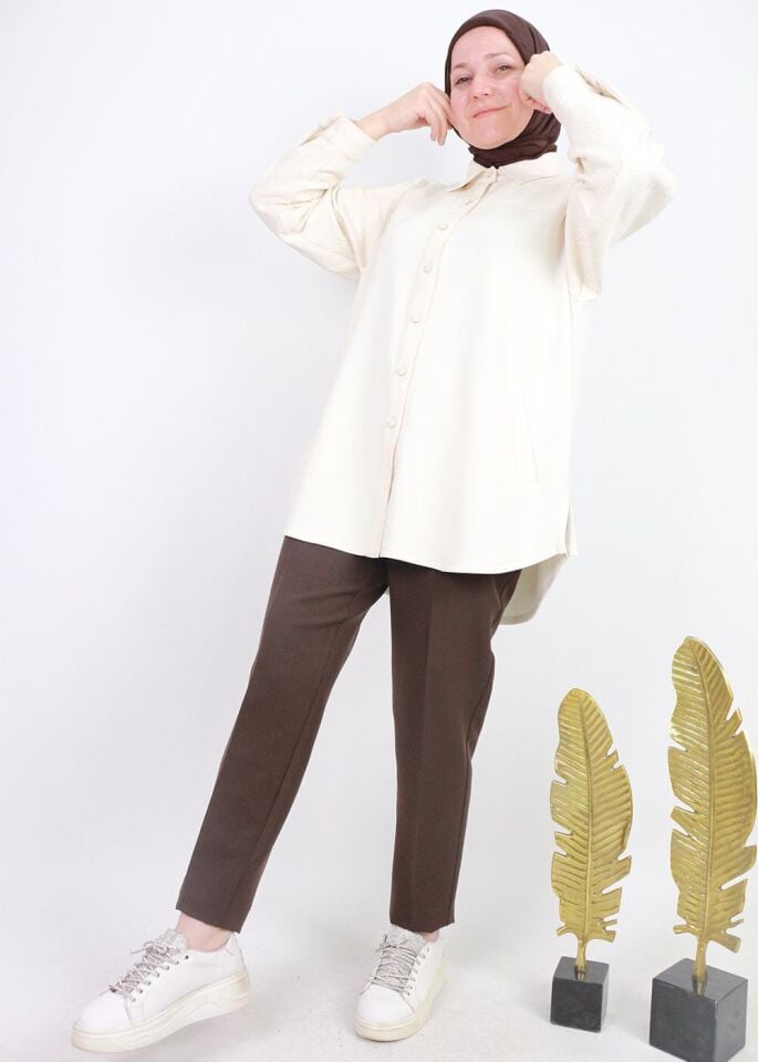 59021 CEP GÖRÜNÜMLÜ BELİ YARIMLASTİKLİ KLASİK DAR PAÇA PANTOLON QYS 59021 PANTOLON #23-093