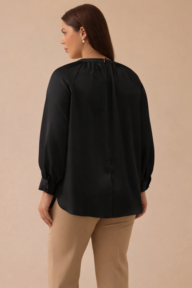 4004 YAKASI ÇİÇEKLİ SATEN BLUZ #26#