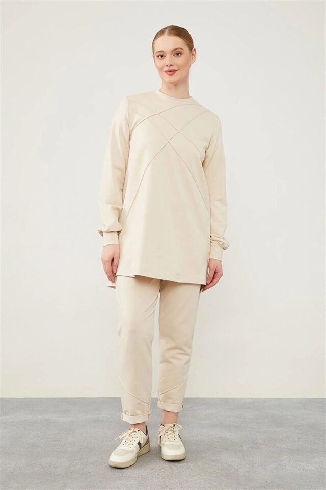 100241 PANTOLON ŞERİT DETAYLI İKİLİ TAKIM QKS