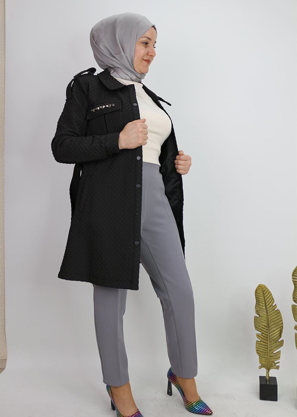 59023 CEP GÖRÜNÜMLÜ BELİ LASTİKLİ KLASİK DAR PAÇA PANTOLON QKS 59023 PANTOLON #23-09#