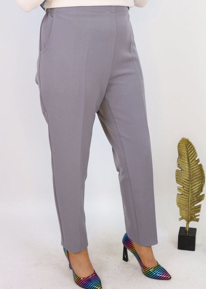 59023 CEP GÖRÜNÜMLÜ BELİ LASTİKLİ KLASİK DAR PAÇA PANTOLON QKS 59023 PANTOLON #23-09#