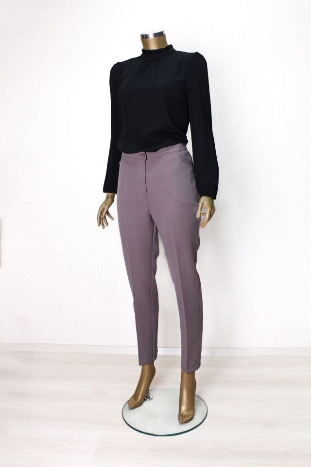 59029 CEP DETAYLI ÖNÜ FERMUARLI VE DÜĞMELİ KLASİK DAR PAÇA PANTLON QYS 59029 #23-09#