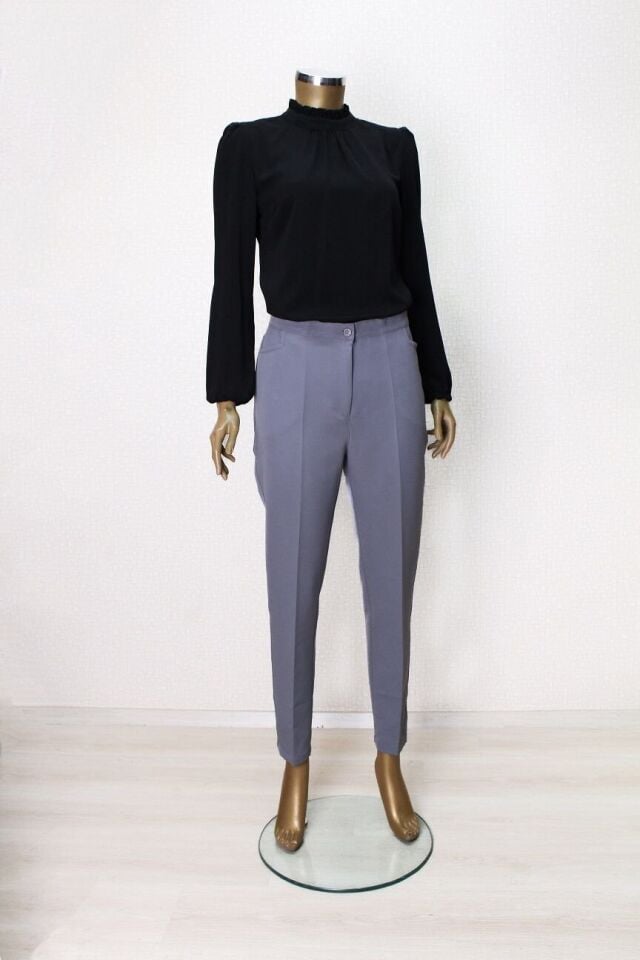 59029 CEP DETAYLI ÖNÜ FERMUARLI VE DÜĞMELİ KLASİK DAR PAÇA PANTLON QYS 59029 #23-09#