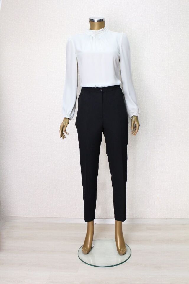 59029 CEP DETAYLI ÖNÜ FERMUARLI VE DÜĞMELİ KLASİK DAR PAÇA PANTLON QYS 59029 #23-09#