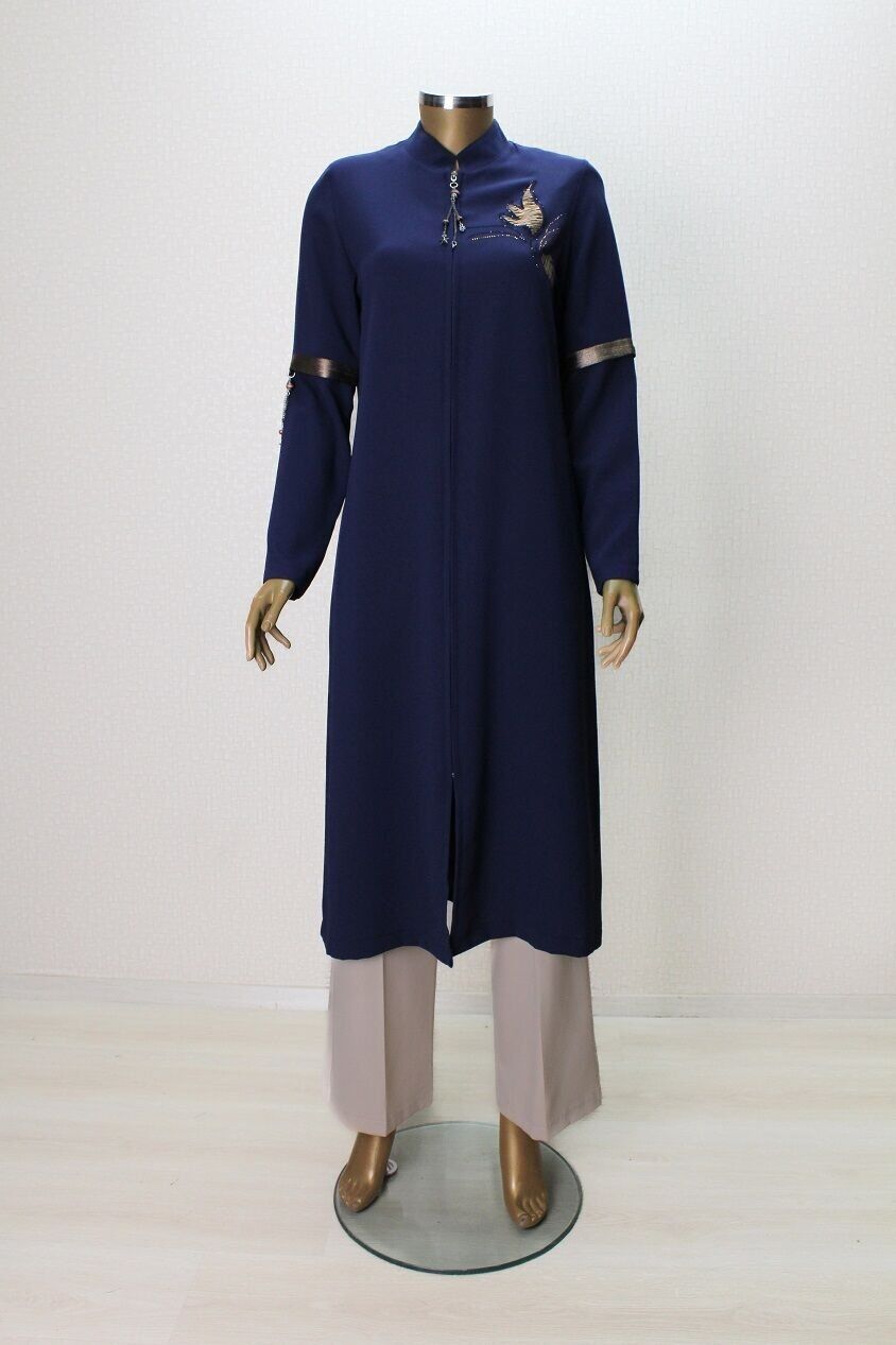 5003 GÖĞSÜ LALE TAŞLI KOLU AKSEFURARLI GİZLİ FERMUARLI HAKİM YAKA GİY ÇIK KAP QKS KAP 5003 #23-03# 44 - LACİVERT