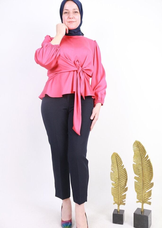 59026 CEP DETAYLI ÖNDEN DÜĞMELİ VE FERMUARLI YIRTMAÇLI KLASİK DAR PAÇA PANTOLON QKS PANTOLON 59026 #23-09#