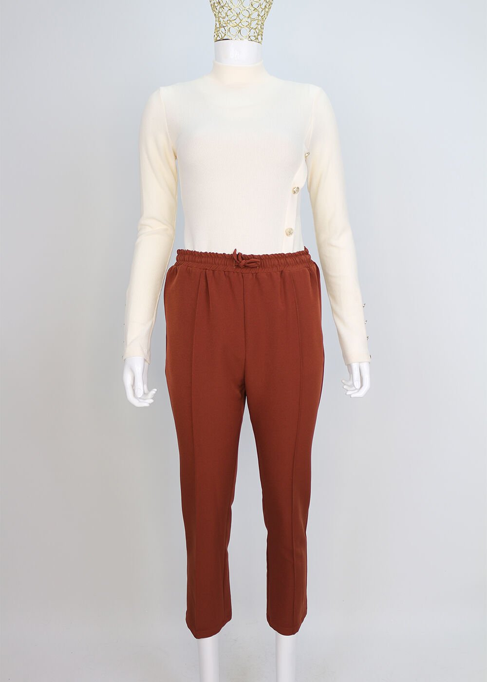 59020 BELİ LASTİKLİ CEPLİ KLASİK DAR PAÇA PANTOLON QYS 59020 PANTOLON #23-093