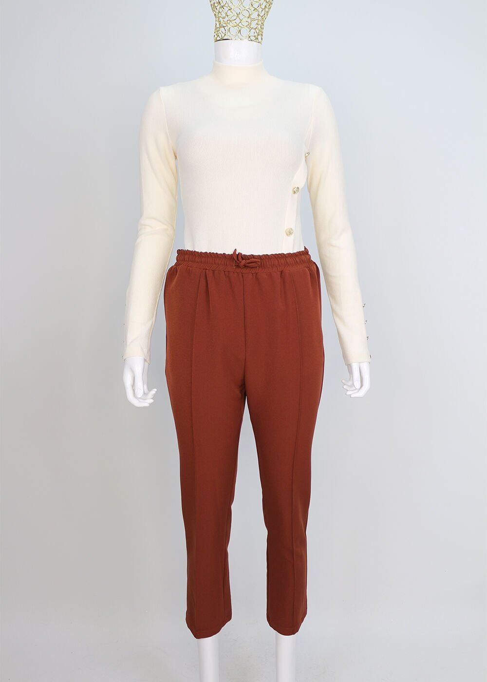 59020 BELİ LASTİKLİ CEPLİ KLASİK DAR PAÇA PANTOLON QYS 59020 PANTOLON #23-093