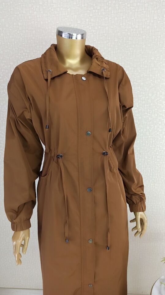 5205 ÖNÜ FERMUARLI VE KÇIT ÇIT DETAYLI CEPLİ BELİ BÜZGÜLÜ KOLU LASTİKLİ TRENÇKOT QKS TRENÇKOT $23-10#