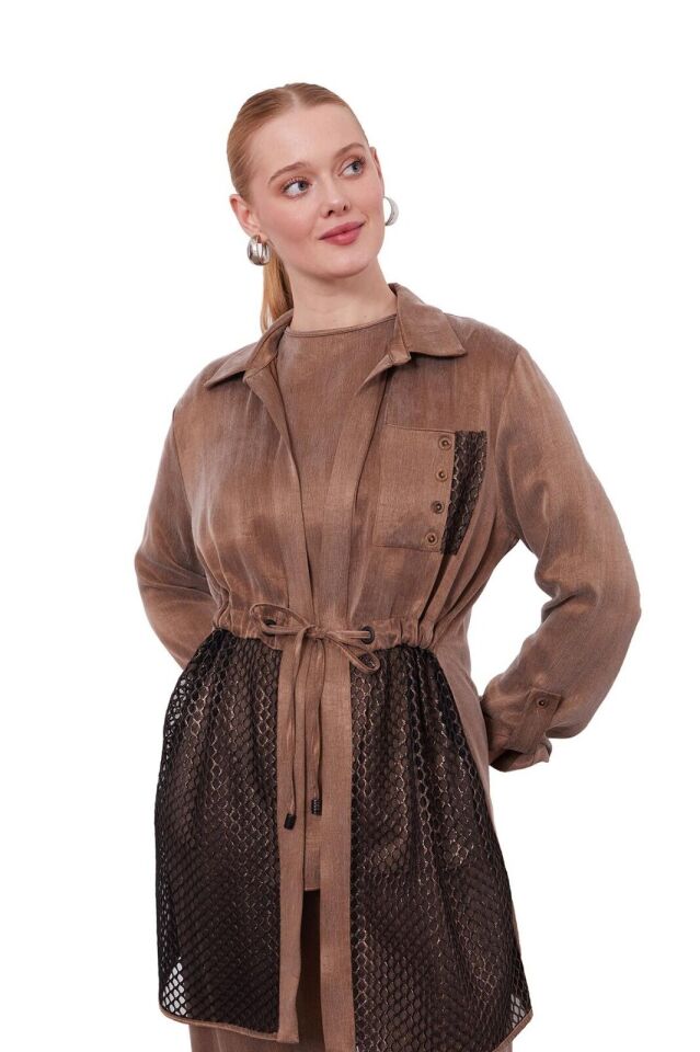 100612 BELİ BÜZGÜLÜ ÖNÜ FİLE DETAYLI İÇ BLUZ SIFIR KOL PANTOLON BELİ MANŞETLİ ÜÇLÜ KUPRA SPOR TAKIM #01-25#