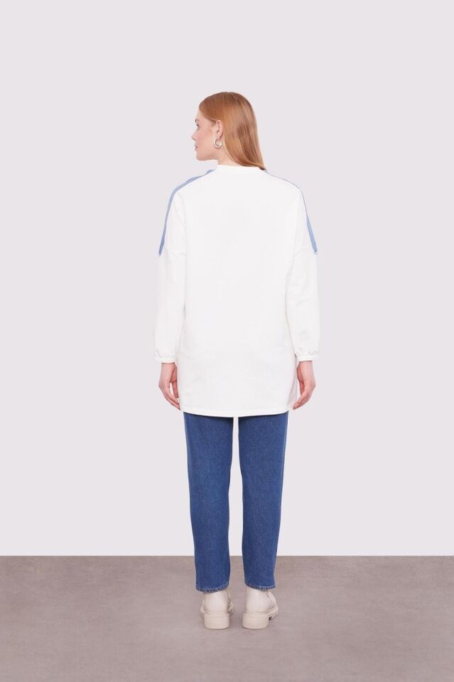 270119 ŞERİT AKSESUAR DETAYLI KOL UCU LASTİKLİ SPOR TUNİK #01-25#