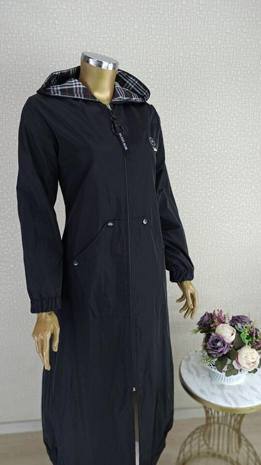 5210 ÖNÜ FERMUARLI KAPÜŞONLU KOL UCU VE ETEĞİ LASTİKLİ CEPLİ TRENÇKOT QKS TRENÇ #23-10#