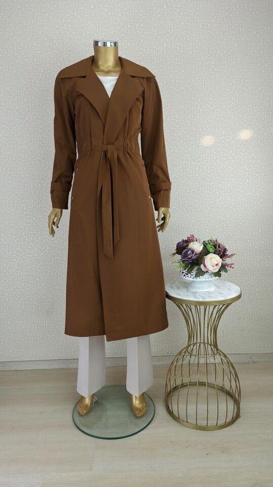 5201 BELİ BAĞLAMALI CEPLİ KRUVAZE YAKA KLASİK TRENÇKOT QKS TRENÇ #23-10#