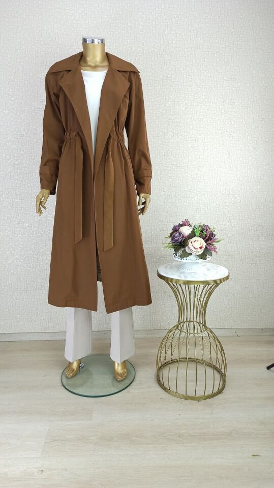 5201 BELİ BAĞLAMALI CEPLİ KRUVAZE YAKA KLASİK TRENÇKOT QKS TRENÇ #23-10#