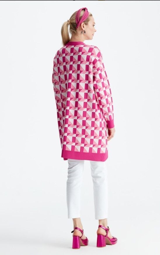 21153 GEOMETRİK DESENLİ RAYON HIRKA QKS HIRKA 21153 #23-10#