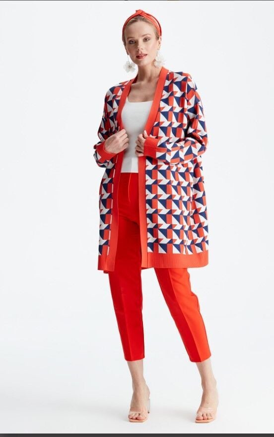 21153 GEOMETRİK DESENLİ RAYON HIRKA QKS HIRKA 21153 #23-10#