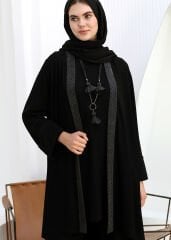 43824 İÇİ UZUN KOLLU HIRKASI SATEN VE TAŞ DETAYLI KOLLARI KATLI İKİ İPLİK 2Lİ TAKIM