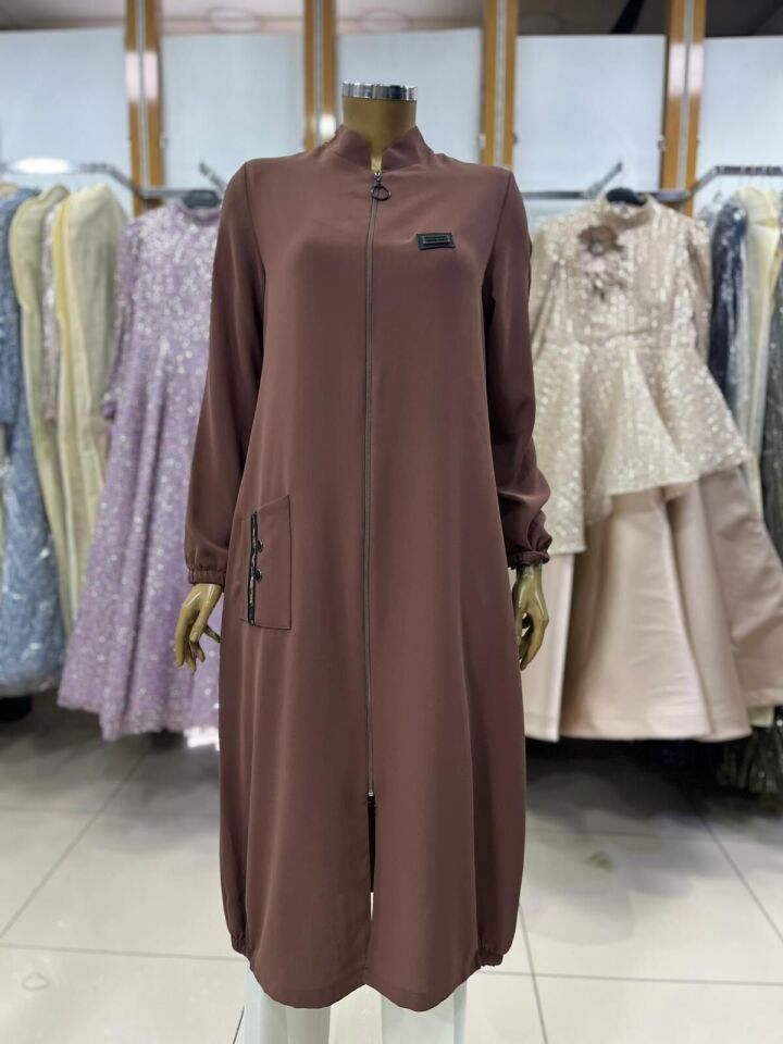 1014 ÖNDEN FERMUARLI KOL UCU LASTİKLİ  CEPLİ LEOPAR LASTİKLİ GİY ÇIK KAP QYS KAP 1014 #24-03#