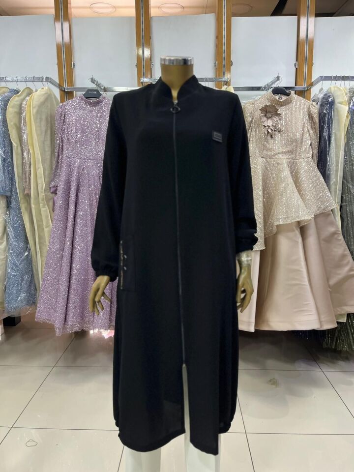 1014 ÖNDEN FERMUARLI KOL UCU LASTİKLİ  CEPLİ LEOPAR LASTİKLİ GİY ÇIK KAP QYS KAP 1014 #24-03#