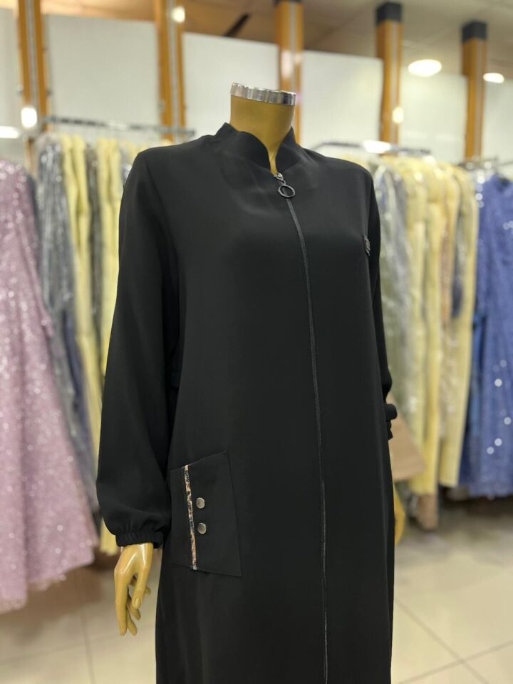 1014 ÖNDEN FERMUARLI KOL UCU LASTİKLİ  CEPLİ LEOPAR LASTİKLİ GİY ÇIK KAP QYS KAP 1014 #24-03#