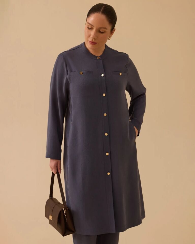 4003 BÜYÜK BEDEN HAKİM YAKA UZUN KAP #26#