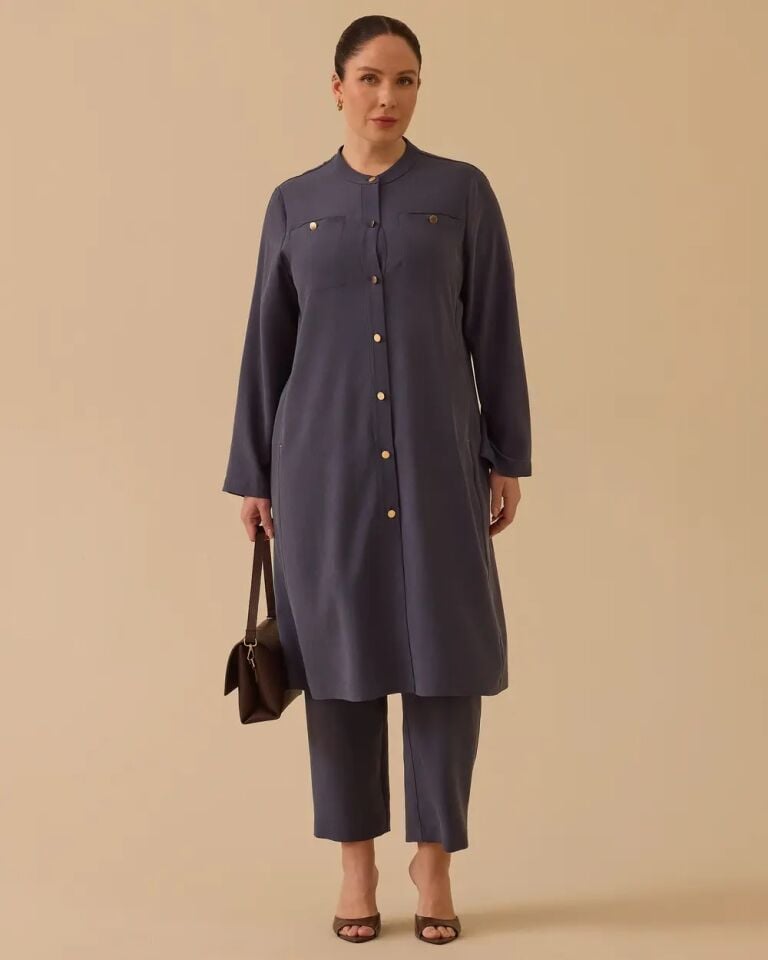 4003 BÜYÜK BEDEN HAKİM YAKA UZUN KAP #26#