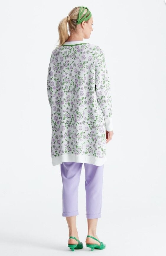 21161 ÇİÇEK DESENLİ  RAYON HIRKA QKS HIRKA 21161 #23-103